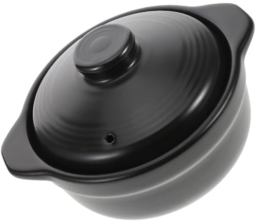 HEALEEP Olla de Cerámica Multifuncional para Cocinar de 1.26l Tapa, Cazuela Doméstica para Estofados, Sopas y Fideos, Utensilio sin Tóxicos Adecuado para Menaje de Cocina en Casa