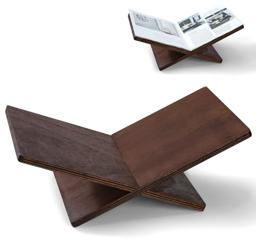 Soporte grande de madera para libros de escritorio y lectura, soporte de libro abierto con marco de cruz extragrande, acabado elegante, soporte de mesa de café para arte, Biblia, libro de cocina