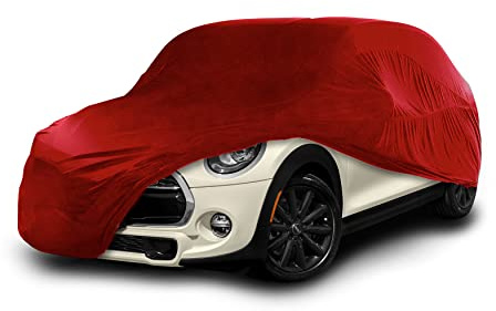 Cosmos - Indoor Car Cover compatible with main Hatchback models, Elastic, Breathable and Dustproof Fabric, Soft Lining, Snug Fit, Red