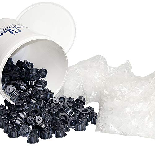 Karl Dahm Fliesen Nivelliersystem Basis-Set für 2 mm Fugen: 150 schwarze Zughauben für Fliesenstärke 3-12 mm + 1500 Basis Gewindelaschen + Eimer I Leichte & professionelle Fliesen Verlegehilfe – 12500