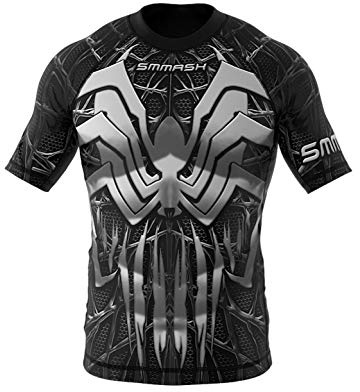 SMMASH Men's Short Sleeve Rashguard, Functional Shirt MMA BJJ Kickboxing Thai Boxing Cross-Training Fitness, Breathable T-Shirt, Professional Sportswear for Men with Silver Ion Fibres