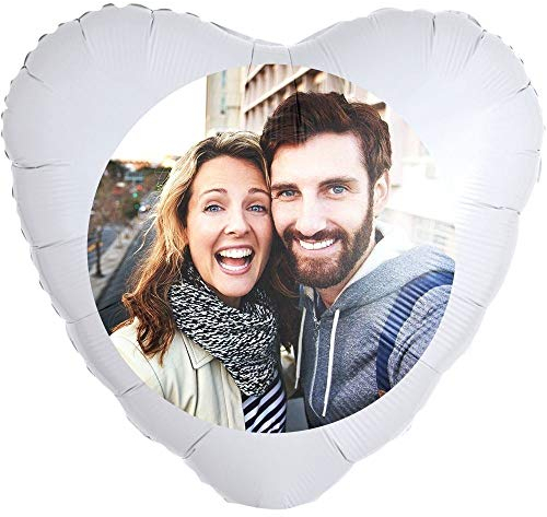 Personalisierter Foto-Ballon Herz 35cm zum selbst gestalten als Geschenkidee und Überraschung heliumgefüllt Weiß