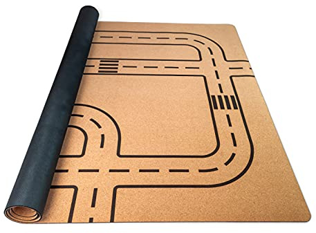 Spielmatte aus Kork. Schadstofffreie Krabbelmatte für Babys und Kinder. Straße 160x110 cm