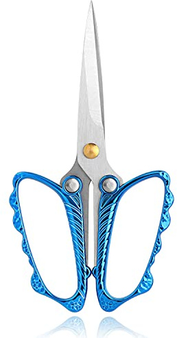 Stainless Steel Small Sharp Pointed Butterfly Handle Sewing Scissors for Embroidery DIY Tools Craft Cutting Tailor Dressmaker Threading Professional Yarn Shears Crafting Art Work Scissor 4.8 inch
