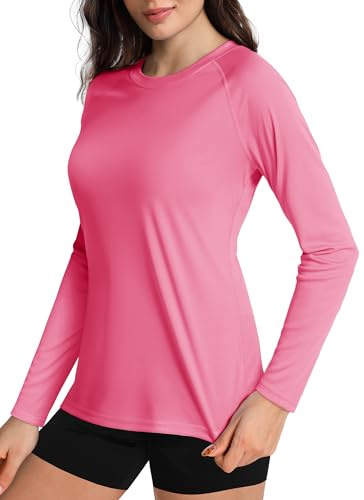 Boladeci Rose Red Swim Shirts UPF 50+ UV Rash Guard Workout Tops for Women