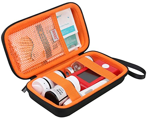 BOVKE Bolsa de Viaje de Suministros diabéticos, Bolsa de Almacenamiento para el Kit de Prueba de Diabetes, medidores de glucosa en Sangre, Tiras de Prueba, medicamentos, lancetas, Agujas, Negro