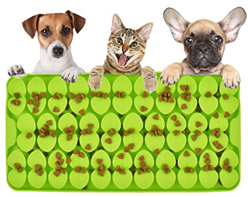 Cdipesp Silicone Snuffle Mat for Dogs Slow Feeder Lick Mat with Suction Cups Dogs Sniff Mat Dogs & Cats Entertainment Toys for Boredom(Green)