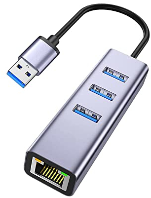 USB Ethernet Adapter, Aluminium USB LAN Adapter 1000Mpbs mit 3 USB 3.0 Ports, USB Ethernet Hub zu RJ45 Netzwerkadapter USB LAN Hub für MacBook,MacBook Air/Pro, Windows 11/10/8.1/8/7, iMac,Surface,XPS