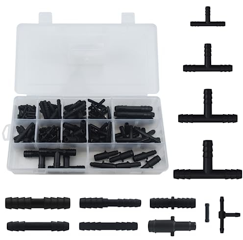 113 Stück Schlauchverbinder Sortiment Schwarz T Stück Verbinder Schlauchverbinder Set, Bewässerung Anschluss Kit - Effizientes Zubehör für eine einfache Gartenschlauchverbindung