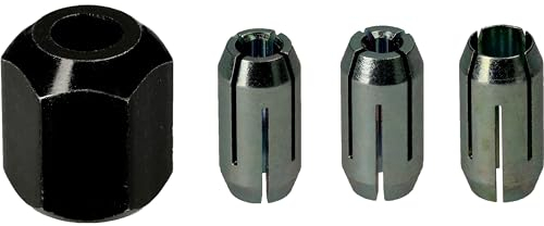 Bosch Professional 1x Collet Set (for GCU 18V-30, Collet Sizes 1/8 (3.17 mm), 5/32 (3.96 mm), 1/4 (6.35 mm) and 1x M10 nut, Accessory Router)