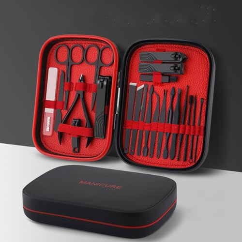 Maniküre Set, 22 In 1 Nagelknipser Edelstahl Tragbarer Maniküre Pediküre Set, Maniküre-Set Nagelset Männer Nageletui Damen, Ideal für Zuhause, Reise, Arbeitsplatz, Schwarz