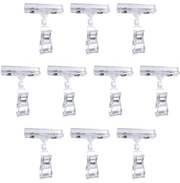 Abiyou 10 Pezzi Segno Esposizione Clip, Plastica Girevole Segno Clip, Sègno Plastica Supporto, Supporto Girevole a Clip in Plàstica, Clip per Etichette Rotanti in Plàstica, per Cartellini Prezzi