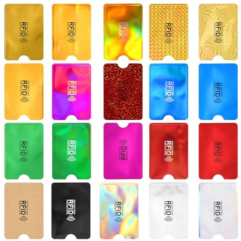 GEEHUA 20 Stück RFID Blocker Kartenhülle, Kreditkartenhülle RFID Blockierende Hüllen RFID Kartenschutzhalter Identitätsdiebstahl Prävention für Frauen und Männer (20 Farben)
