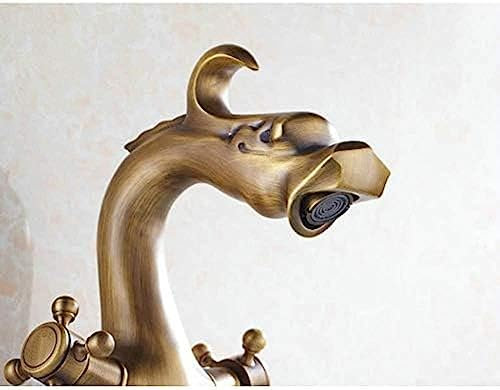 ROMOER Wasserhahn Im Drachen-Stil, Badezimmer-Wasserhahn, Antikes Messing, Doppelwaschtisch-Wasserhahn, Doppelte Unterstützung, Kran-Wasserhahn