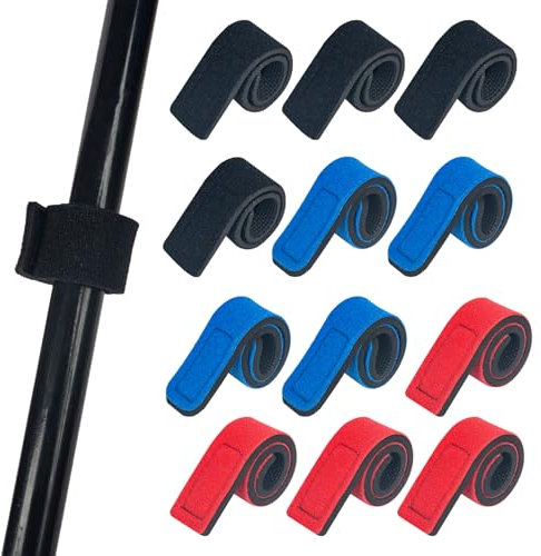 12 Stück rutenbänder angeln,angelrute klettverschluss 3 farben riemen einstellbar,angelrutenriemen klettband gurt,neopren krawatten riemen elastische angelrute gürtel,für feste angelruten gear strap