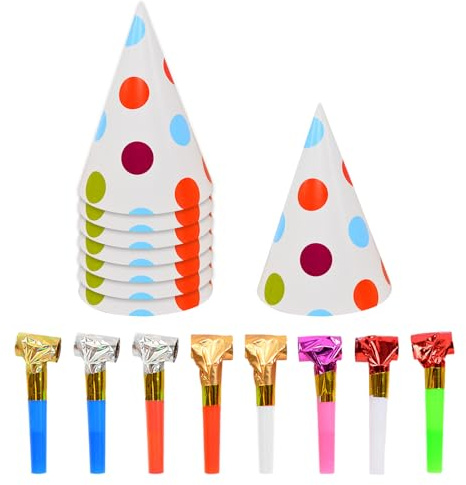 GTYHH 8 Pièces De Chapeaux De Fête Coniques Et 8 Pièces De Dragons Ondulés, Fournitures De Fête, Chapeaux d'anniversaire Mignons, Chapeaux De Fête en Papier, Fournitures De Fête