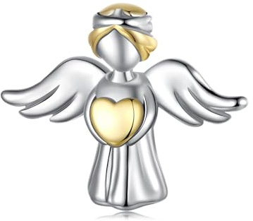 Ciondolo per braccialetti Pandora, ciondolo con angelo custode, in argento sterling 925, regalo per donne