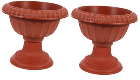 FUNOMOCYA 2pcs Classic Urn Planter Roman Column Vase Decorative Plant Pot Set for Garden Patio Home Decor