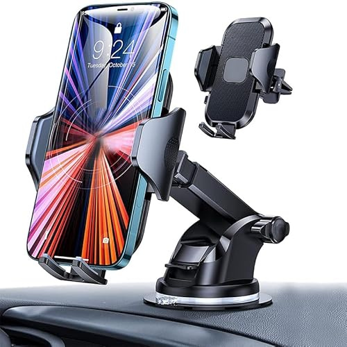 Support Téléphone Voiture Tableau de bord – Universel pour Smartphone 4 à 7 Pouces – Fixation Ventouse & Tableau de Bord – Bras Extensible – Rotation 360° – Compatible avec iPhone, Samsung, Huawei