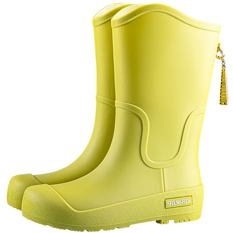 Bottes en Caoutchouc pour Femme - Bottes de Pluie Longues - Imperméables - Antidérapantes - avec Fermeture éclair - Légères - Confortables - pour Le en Plein air, la pêche, Vert, 38 EU