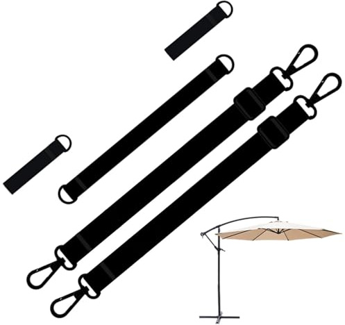 Pare-vent Pour Parasol Déporté, Protection Contre Le Vent Pour Parasol, Lot De 5 Pièces Avec Mousqueto-n, Ceintures Réglables En Polyester Robuste, Jusqu'à 400 Cm De Diamètre, For Parasols D-e Marché