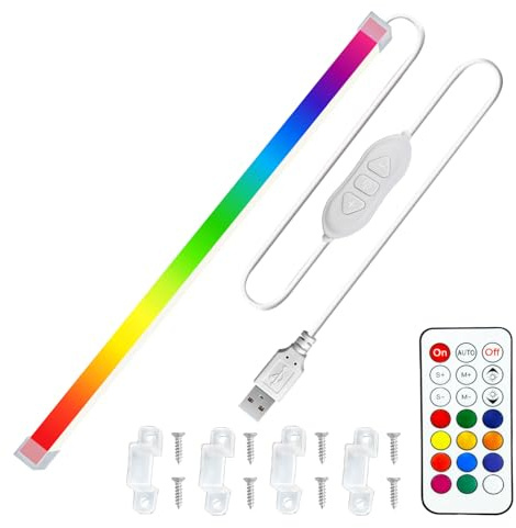 MDee COB LED Under Cabinet Strip Light with Remote, RGB Dimmable, 1M | Colour Changing, USB Plug and Play, 5V, 8W, 800LM, Flexible Installation, Ideal for TV, Cupboard, Wardrobe, Kitchen, Shelf