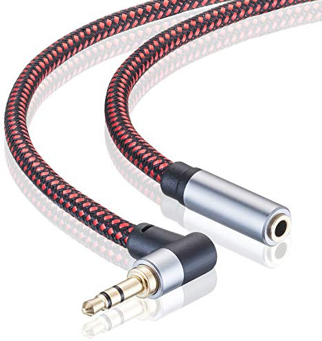 Cavo di prolunga audio, 6 m, ad angolo retto da 3,5 mm maschio a femmina, cavo audio stereo con rame placcato argento, compatibile con iPhone, tablet, Sony Beats, cuffie PS4 (6 m)