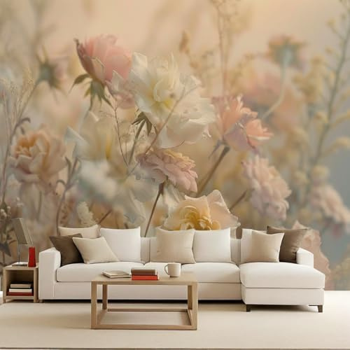Papel Tapiz Fotográfico 3D Plantas Flores Paisaje Floral Mural Tejido no Tejido Mate‌ Moderno Fotomurales Para Habitación infantil Salon Dormitorio Oficina Murales Decorativos Pared 400x280 cm