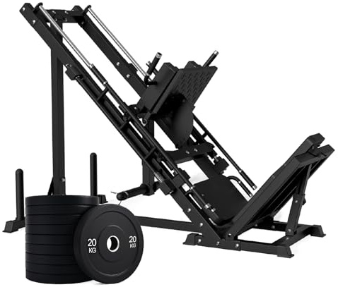 Leg Press and Hack Squat Machine with Weight Plates – Commercial Grade Dual Function Lower Body Trainer (Cast Iron / Bumper / Tri Grip Options)