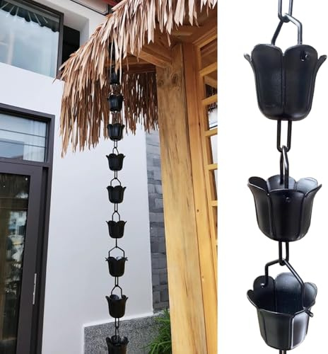 Kedja För Stuprörsregnuppsamlare Svart, 6Ft 7Ft 8Ft 10Ft 12Ft Moderna Regnkedjor För Utomhusbruk, Trädgård, Uteplats, Takfot, Dekoration, Hängrännekedja,15m (5ft)