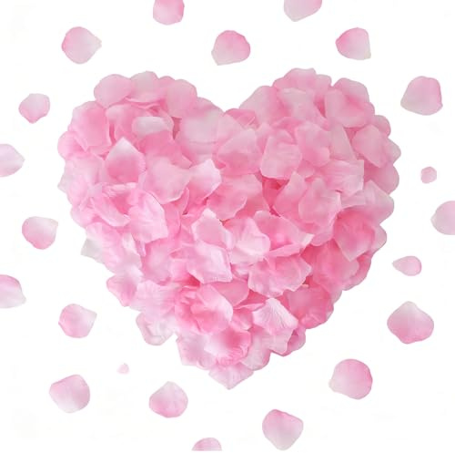 FooYee Rosenblätter Deko Rosa, Künstliche Blütenblätter zum Streuen, 6000 Stück Romantische Künstliche Streublumen für Hochzeit Valentinstag Geburtstag Party Dekoration