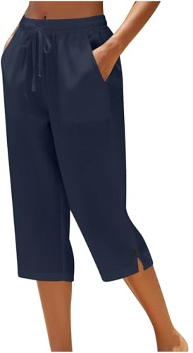 Pantalon Pirata Mujer Verano Talla Grande Pantalón Deportivo 3/4 Shorts Respirable Moderno Pantalones Palazzo Bolsillos Laterales Urbano Pantalones Jogger Activos
