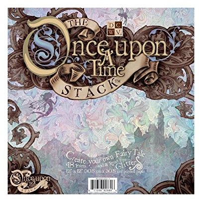 DCWV Premium Cardstock Paper 12x12, 48 Sheets of Scrapbook Paper for Crafts and Card Making, Single Sided Heavy Duty Cardstock with Glitter Accents - Once Upon a Time