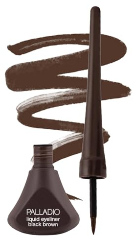 Palladio Flüssiger Eyeliner, hochpigmentiert und wasserfest, für intensive Augenkonturen, verschmierfester flüssiger Eyeliner, mit einfachem Griff und Filzspitze für die Anwendung, Black Brown