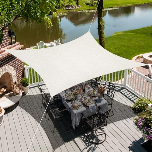 jarolift Sonnensegel Quadrat, Atmungsaktiv, Sonnenschutz Sichtschutz für Terrasse Garten Balkon, HDPE-Gewebe, 360 x 360 cm, Cremeweiß