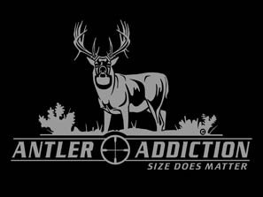 Antler Addiction Decal - Size Does Matter - Whitetail Hunting Stciker - Hunting Automotive Window Decal - Whitetail Stickers - Hunters Image