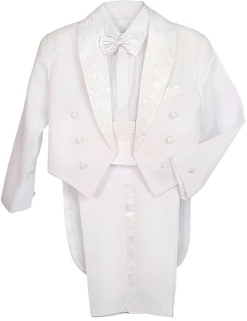 Lito Angels Liten Pojkar Smoking Bröllopskostym & Blazers, Pageboy Dop Formell Outfit 5 Stycken Set med Cummerbund, Ålder 2 år, Vit