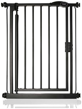Safetots Cancelletto per Scale a Pressione con Chiusura Automatica, Extra Stretto, 61cm - 66,5cm, Nero Opaco, Cancelletto a Chiusura Automatica per Bambini, Barriera di Sicurezza per Bambini