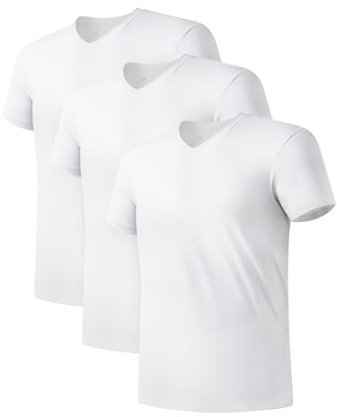 DAVID ARCHY Herrvästar undertröjor med ultimat mjuk flerpack kortärmade underkläder västar, Vit*3 (Micro Modal)-v, L