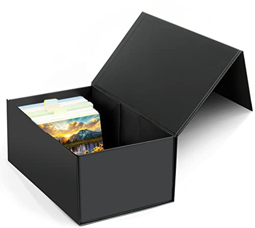 tutata 4X6 Index Card Holder, Index Card Storage Box 4 x 6 Inches, Fits 1200 Flash Cards - 1 Pack, Black