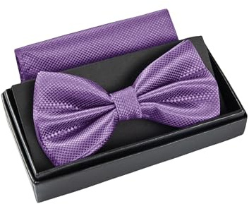 Massi Morino I Set di Papillon Lilla con Pochette da Uomo I Papillon da Abito per Matrimonio I Fiocco Regolabile Lilla