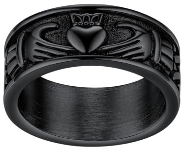 FaithHeart Claddagh Irish Love Heart Celtic Knot Crown Men Women Band Ring