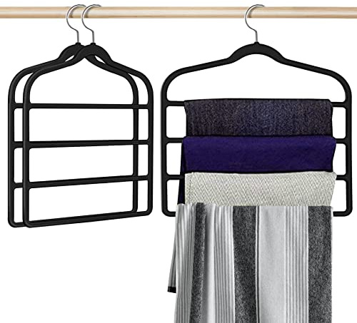 Jorzer 3 Uds. Percha para Pantalones Perchas para Ropa Perchas De Terciopelo para Ahorrar Espacio Percha para Pantalones De 4 Capas Perchas Antideslizantes para Vaqueros Percha para Ropa De Armario