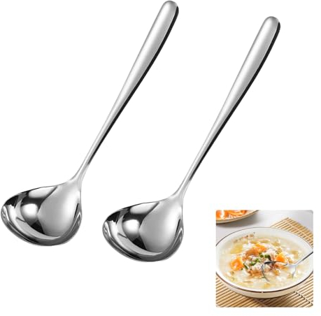 2 Pezzi Mestolo Cucina 20,5cm Mestolo da Zuppa, Mestolo da Minestra in Acciaio Inox, Mestoli Cucina, Cucchiaio da Portata, Mestolo da Stufato per Banchetti, Catering, Buffet, Cene, Ristoranti, Feste