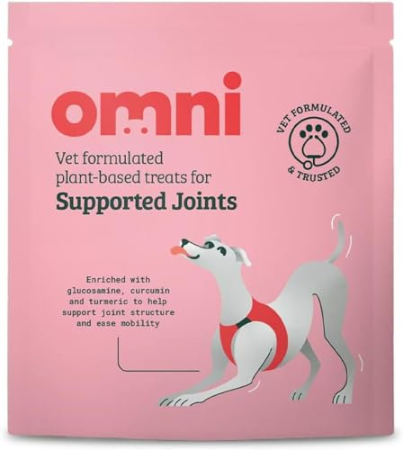 Omni Natural Dog Treats - Dragons' Den Winners, Joint Pain Relief for Dogs with Omega 3, Turmeric and Glucosamine to Help Joints and Mobility - for Puppy and Adult, Supported Joints, Single