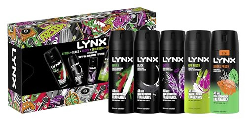 LYNX It's Game Time Bodyspray Fragrance Edition Gift Set 5x deodorant body spray gifts for him 5 piece