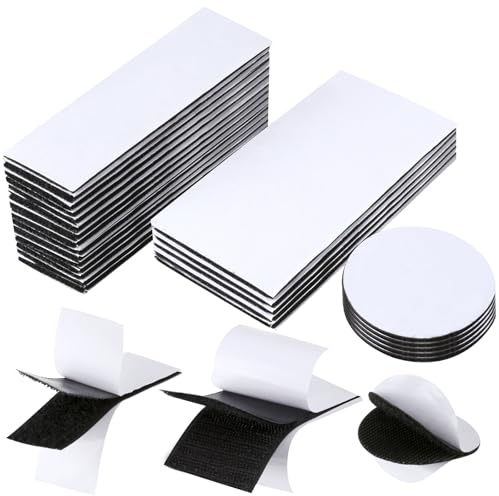 Lot de 25 Paires de Bandes Velcro Auto-adhésives Extra Puissantes - Noir - Double Face pour Murs, Sol, Verres, Plastique - Alternative au Perçage