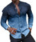 Wirltte Mens Shirts Long Sleeve Casual Gradient Regular Fit Button Down Shirt Blue XXL