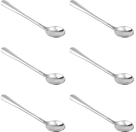Lot de 6 Mini Cuillères en Acier Inoxydable 7,5 x 1,5 cm pour Épices, Condiments, Sel, Sucre et Miel