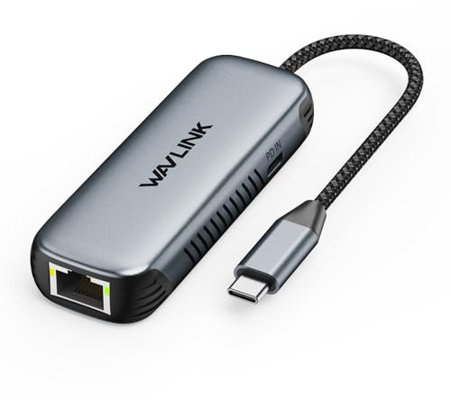 WAVLINK Adattatore USB C a Ethernet 5Gbps con PD 95W | Senza Driver | Compatibile PC, Mac, Linux (Windows 10/11, macOS 11+) | Scocca Alluminio | Rete Cablata